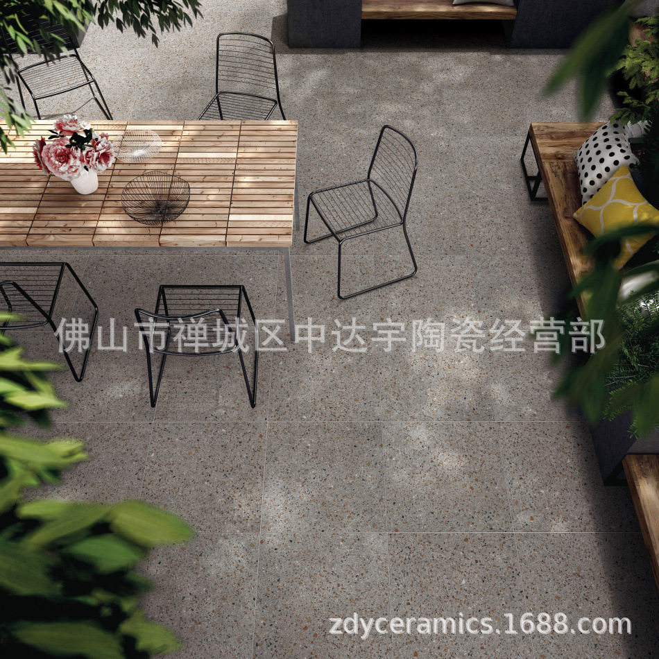 om半抛颗粒水磨石木纹600*1200mm酒店客厅仿古大理石瓷砖防滑耐磨