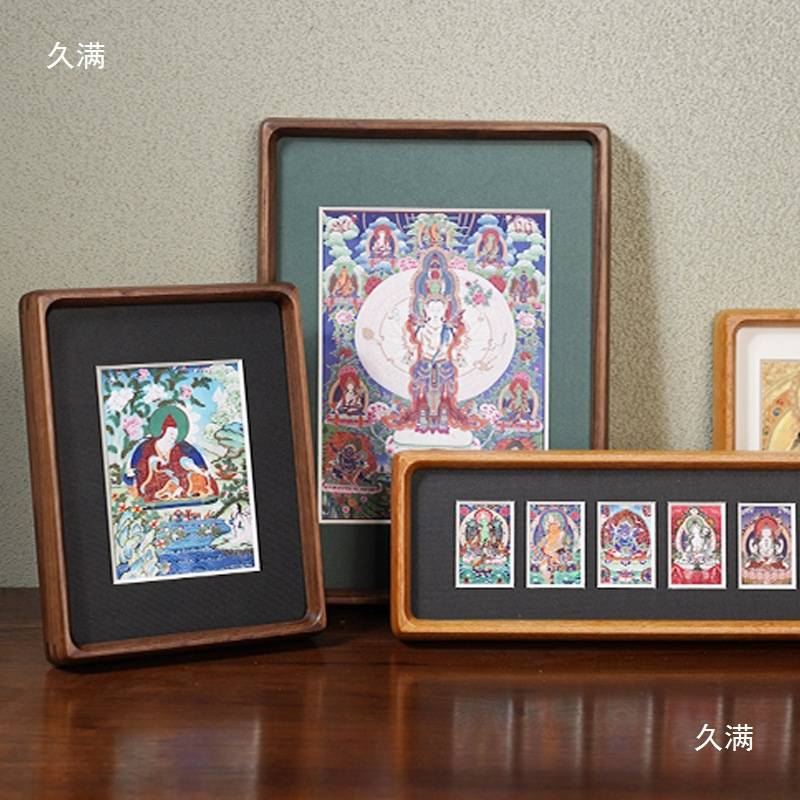 小唐卡绿度母相框桌面摆台画框装裱挂墙菩萨财宝画像玄关其他