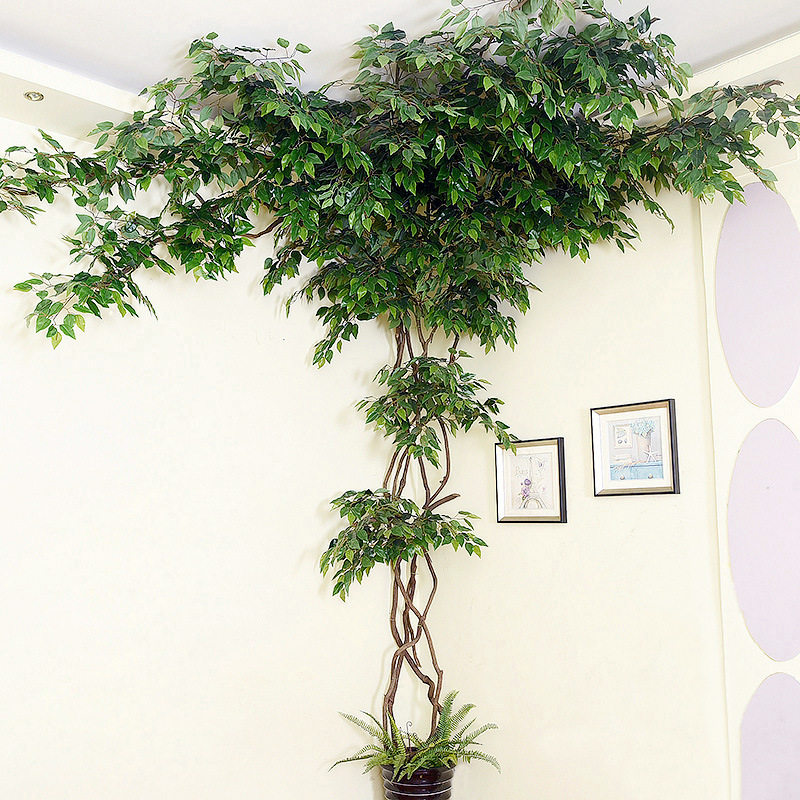 树叶树枝树藤假花藤蔓藤条室内客厅墙面阳台管道绿植物墙装饰