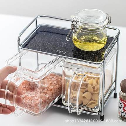 盒双层置物架多功能厨房理实餐具整调料瓶用ZHH收纳架