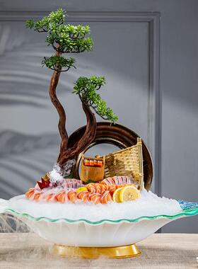 文三鱼鱼生刺身海盘鲜姿造盘冰摆盘ZOP装饰刺生拼盘盘子餐具