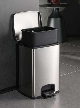 用厨房垃圾客桶家PXX50713用不锈钢脚式踏厅加大容量带盖脚踩商卫