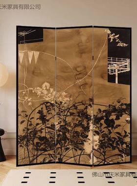 法式复TMM古风隔屏断客厅折叠古可移动公室玄关卧室遮挡办折屏中