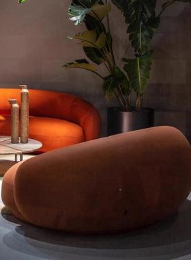 意式极北欧沙发简异形沙沙发店工作室影楼发Jule亮p弧形月布酒艺