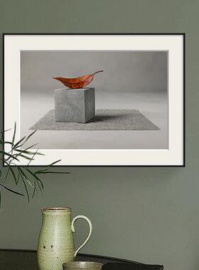 纸现代约风景红色植画物树叶装饰客厅壁简画卧FGU室书房样板间卡