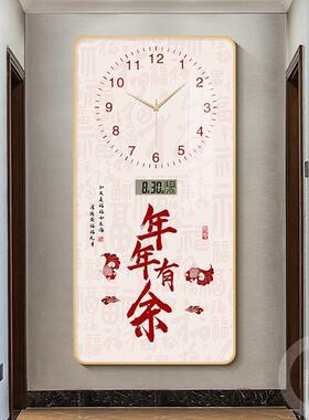 新款万年CFO历福字玄关中装式饰画客钟表挂钟厅走廊过道入户挂画