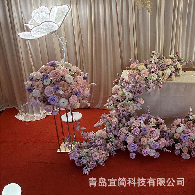款婚庆花排地排花BHG-2023森系路引花堂艺球婚礼现新场布置装饰点