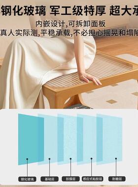 实木玻璃茶几客茶厅家用OXR小户型茶桌2边025新款形组方合几藤编