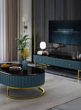 客厅大小方形简约OUS创意岩板茶岩板桌茶几组电视柜合厅大客小户