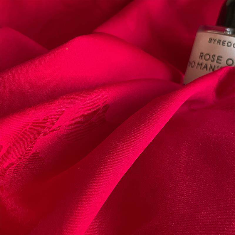 新中式长上绒棉婚四件套纯棉全床单被套大红色结DF-20240棉婚陪嫁