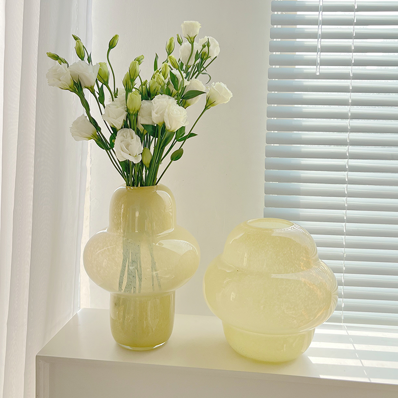 欧式中古风花瓶玻璃高级感客厅复古水养鲜花郁金香插花器客厅桌面