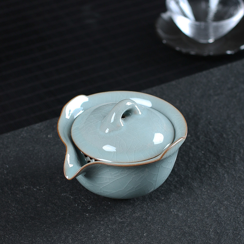 龙泉青瓷手抓壶盖碗茶侧陶瓷功夫茶具茶壶单壶快客杯可养开片家用
