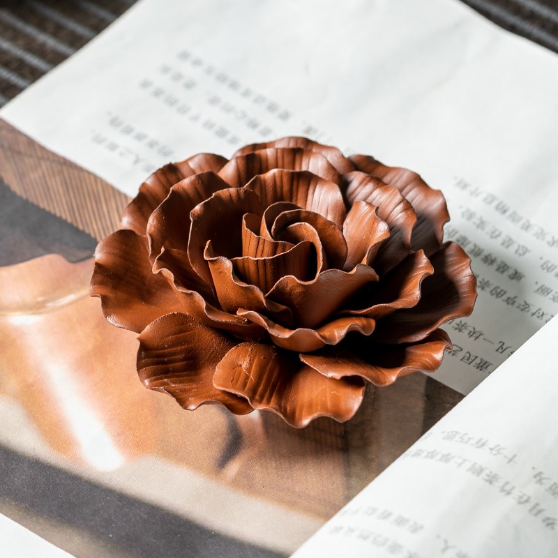 紫砂茶宠花佛堂纯手工摆件精品可养线香插荷花牡丹茶道配件茶桌