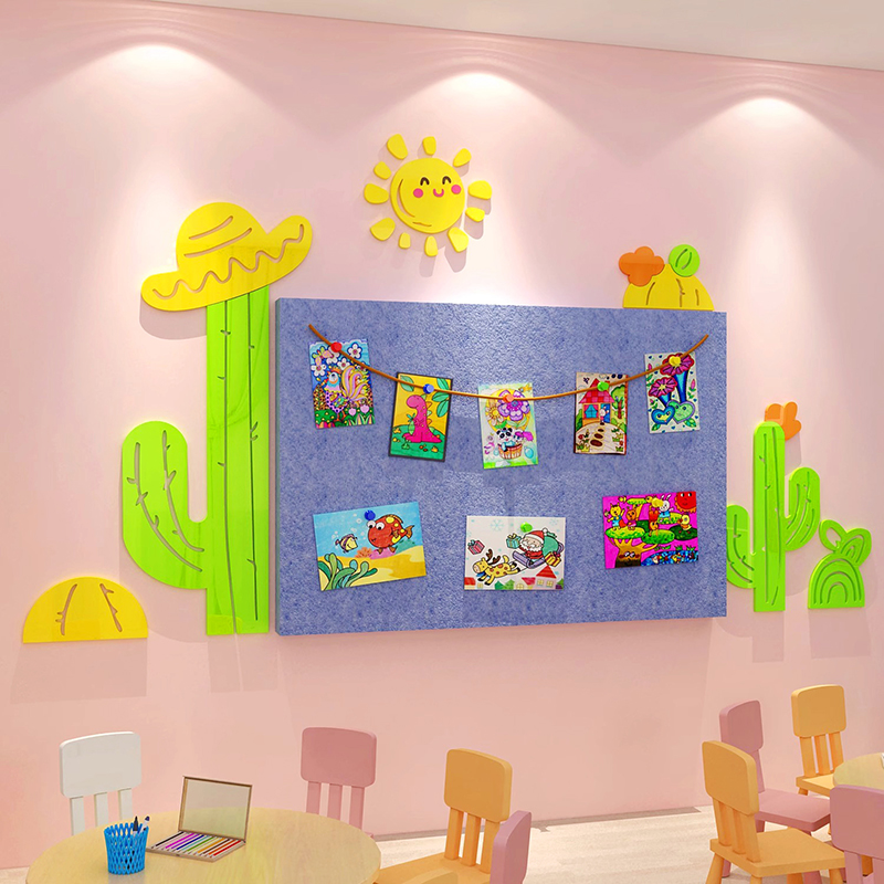 幼儿园环创毛毡板教室背景墙面装饰学生风采互动主题班级文化墙贴