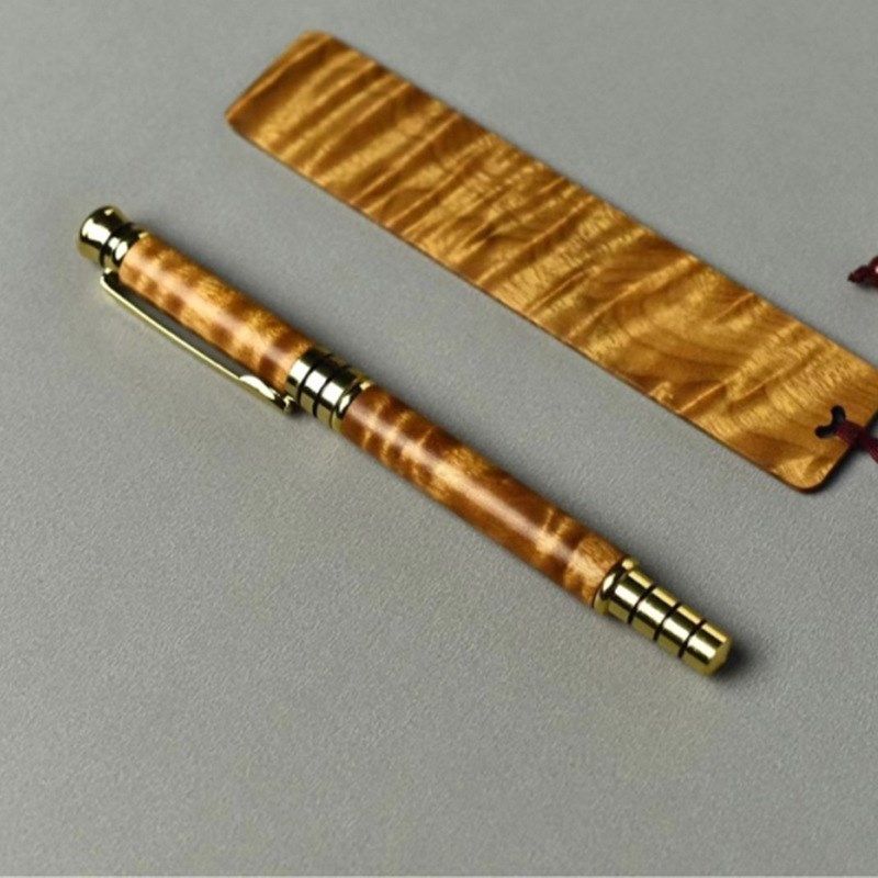 金丝楠木小叶桢楠满水波高档办公签字笔总裁签名笔两用笔工艺礼品