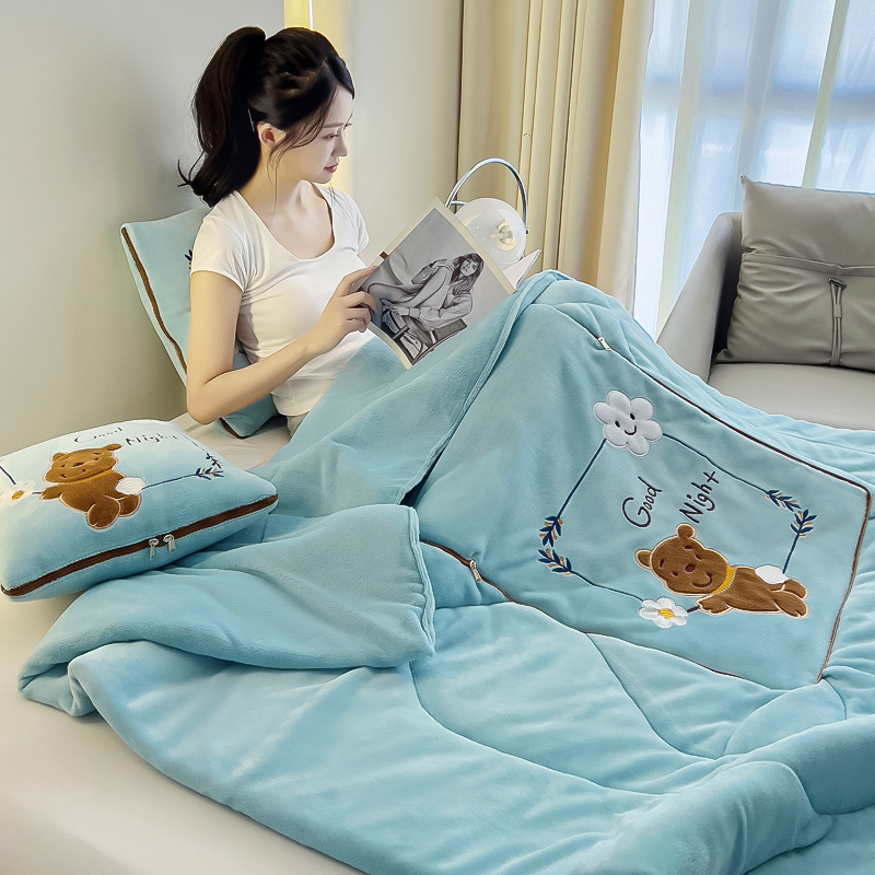 2023加厚抱枕被两用摺叠面毯子办公司午睡汽车载枕二合一