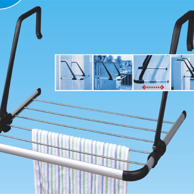 新款不锈钢阳台晾晒架 折叠式晾衣架 多用型悬挂式晒衣架