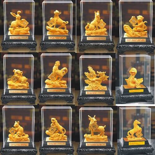 绒沙金12十二生肖鼠牛虎兔龙蛇马羊猴鸡狗猪摆件展销会销礼品工艺