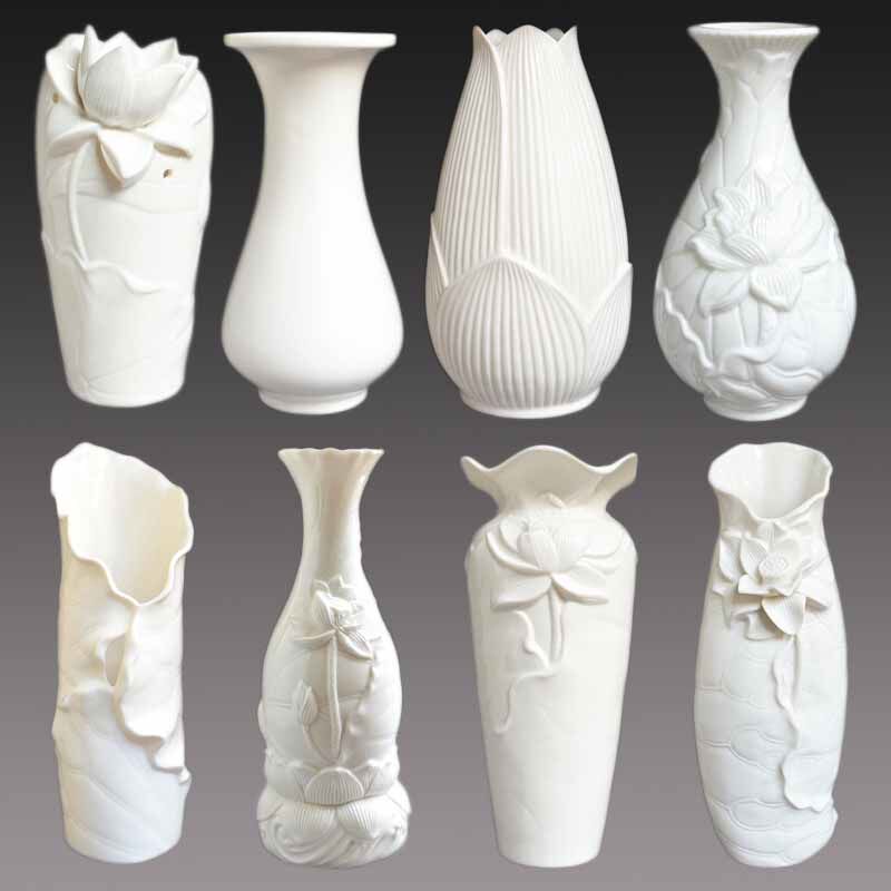 白瓷荷叶花器花插花瓶香筒香桶荷叶瓶莲花瓶佛前桌面插花瓶陶瓷器