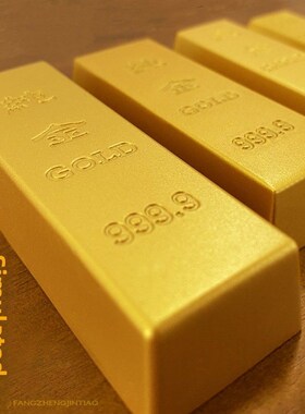 金条彷真足重道具纯黄铜摆件彷金砖样品假金块元宝装饰品镇尺书法