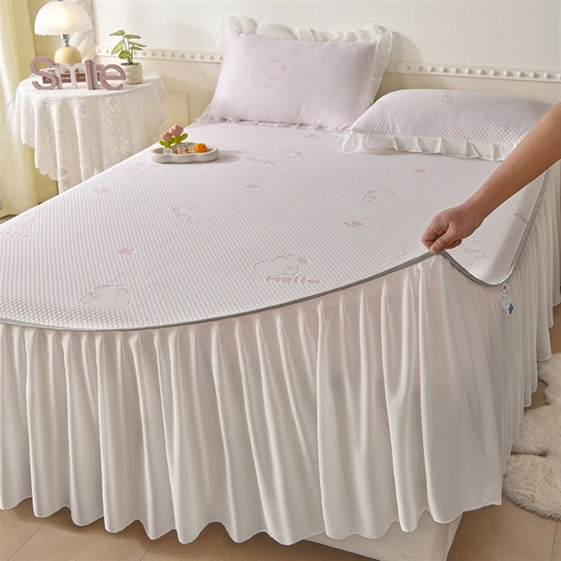 夏季清凉冰豆垫三件可折叠可洗夏季裸睡床裙空调软垫床上用品