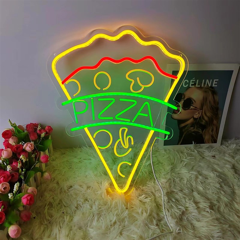 披萨店PIZZ装饰灯小吃氛围造型灯创意布置广告发光灯牌led霓虹灯