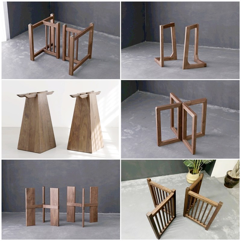 北美黑胡桃实木桌子腿茶几支撑架大板抬脚书桌抬脚木大板底座定制