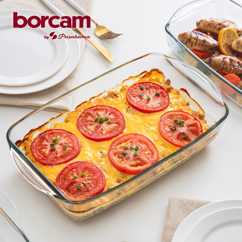 烤盘帕莎帕琦钢化玻璃微波炉烤箱专用带盖耳烤肉烘焙烤鱼盘