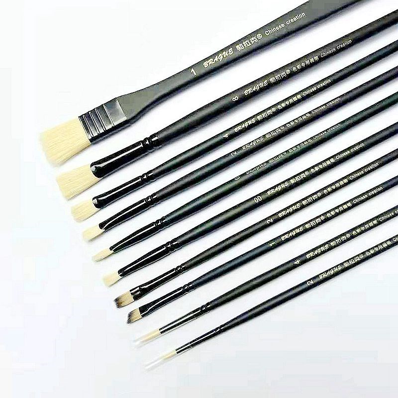 勃拉克精装黑骑士水粉丙烯水洗毛刷子勾线平头扇形勾线油画笔色彩