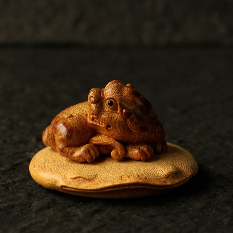 东阳老师傅纯手工雕刻竹节金蟾杯垫茶具手把件摆件垫子竹雕竹隔垫