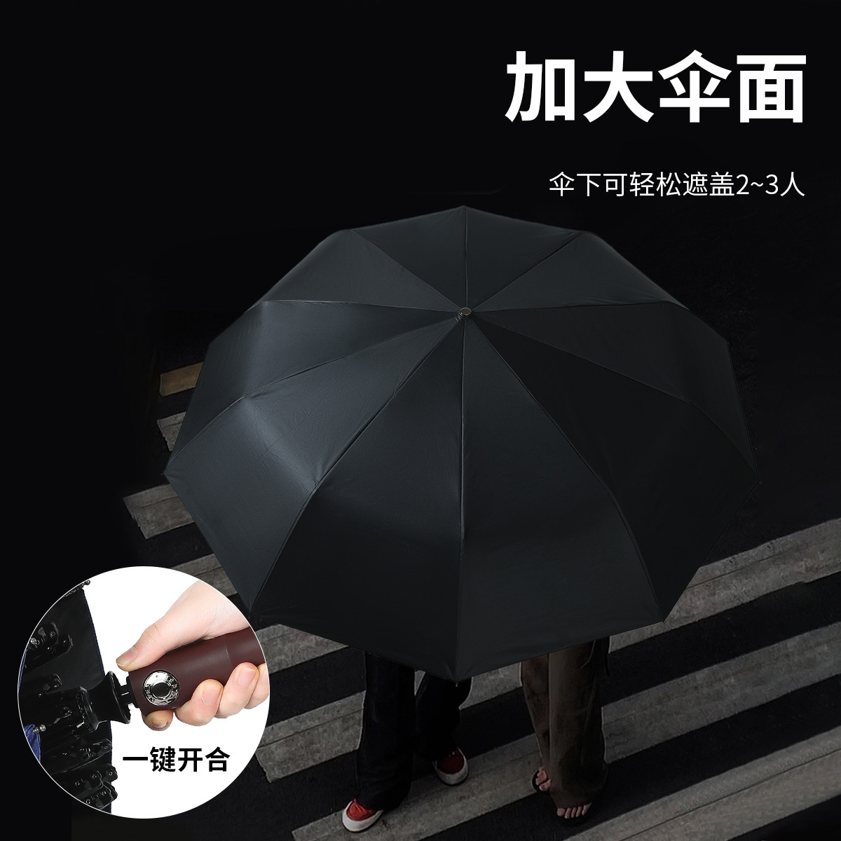 【巨大的自动伞】商务风雨伞1.25米超大直径加粗伞骨超强抗风