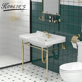 蔻伦金色复古黄铜支架洗脸盆落地式 浴室柜一体洗漱台池 洗手盆欧式