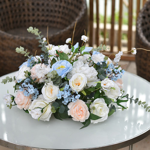 假花仿真花圆桌摆花餐桌花酒店餐厅饭店转盘中间店铺装饰花艺摆件