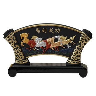 活性炭雕工艺品扇形办公室摆件马到成功办公桌装 饰品摆设礼品创意