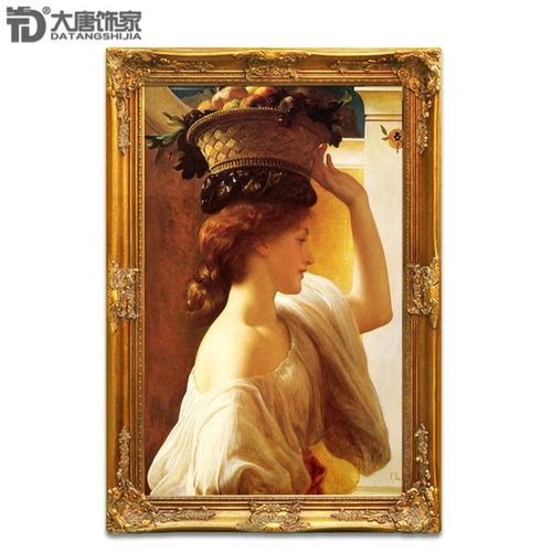 手绘古典人物油画 客厅挂画欧式玄关装饰画 圣餐拿水果的女孩N219