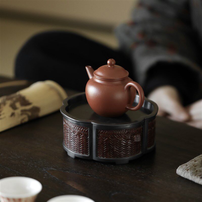 奇竹斋锡镶老席壶承茶海干泡盘储水托盘手工盘茶盘茶道零配茶用具