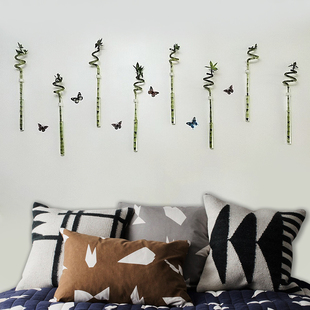 创意田园壁挂转运竹水培麻绳玻璃花瓶工艺小花插挂件家居墙面装饰