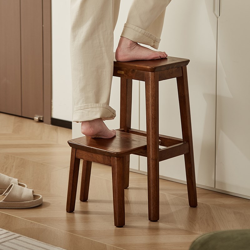 初心实木多功能家用梯子室内人字梯楼梯两用登高爬梯子台阶加宽