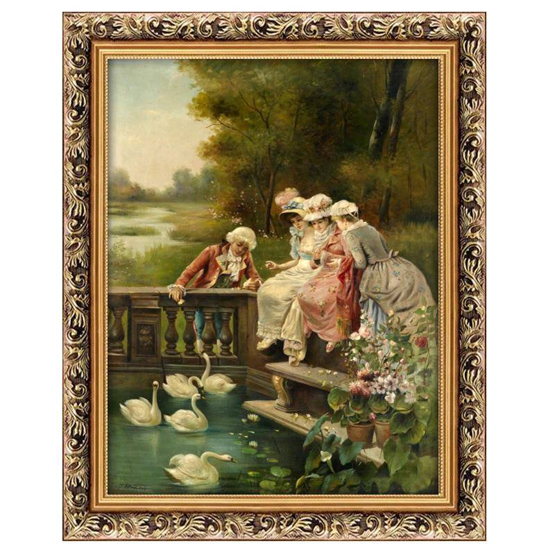 古典美女物装画宫廷艺JJA酒店宾馆挂饰画卧室床头术墙壁画厕所人
