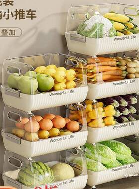 小推车篮置物架厨收纳落房地储物架家WEF用可移动料罐蔬菜水果调