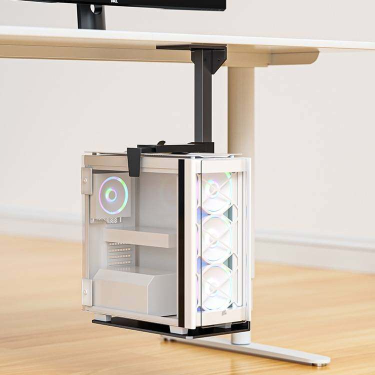 电脑主机托架悬挂式主机架办公桌可调节电脑主机箱托架吊盘金属架