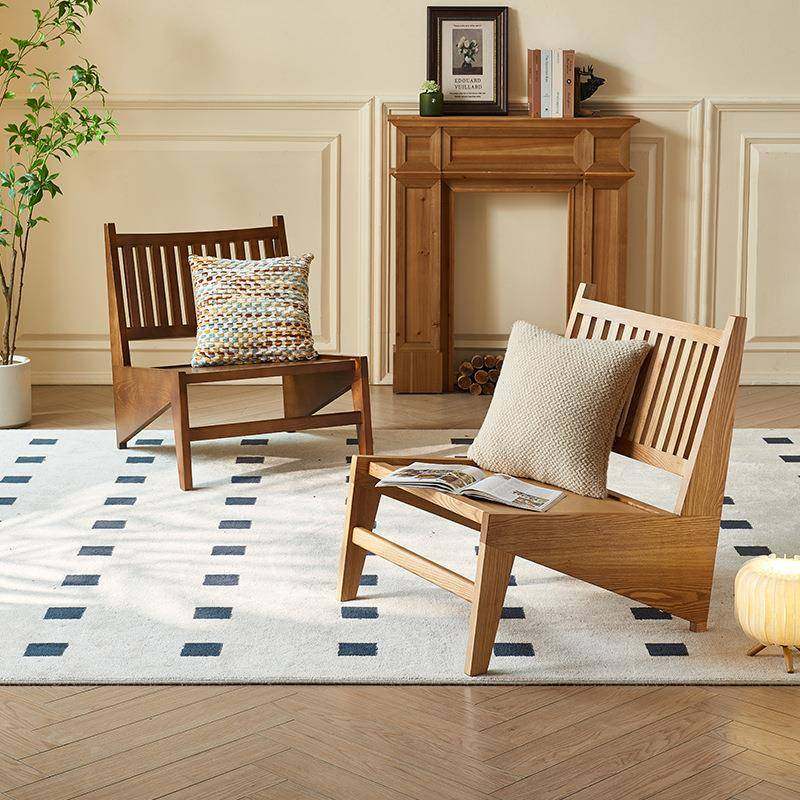 新中懒椅人沙发椅中古风家用客阳厅实木休闲闪MCC式电酒店民宿台