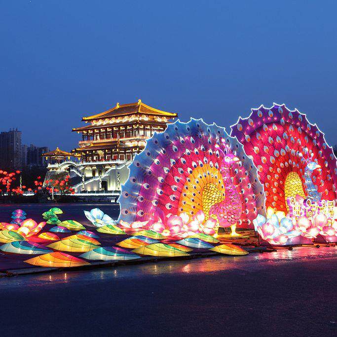 莲花灯河秋灯景景观亮化水上莲花YVQ灯批氛围摆件中端發午传统文