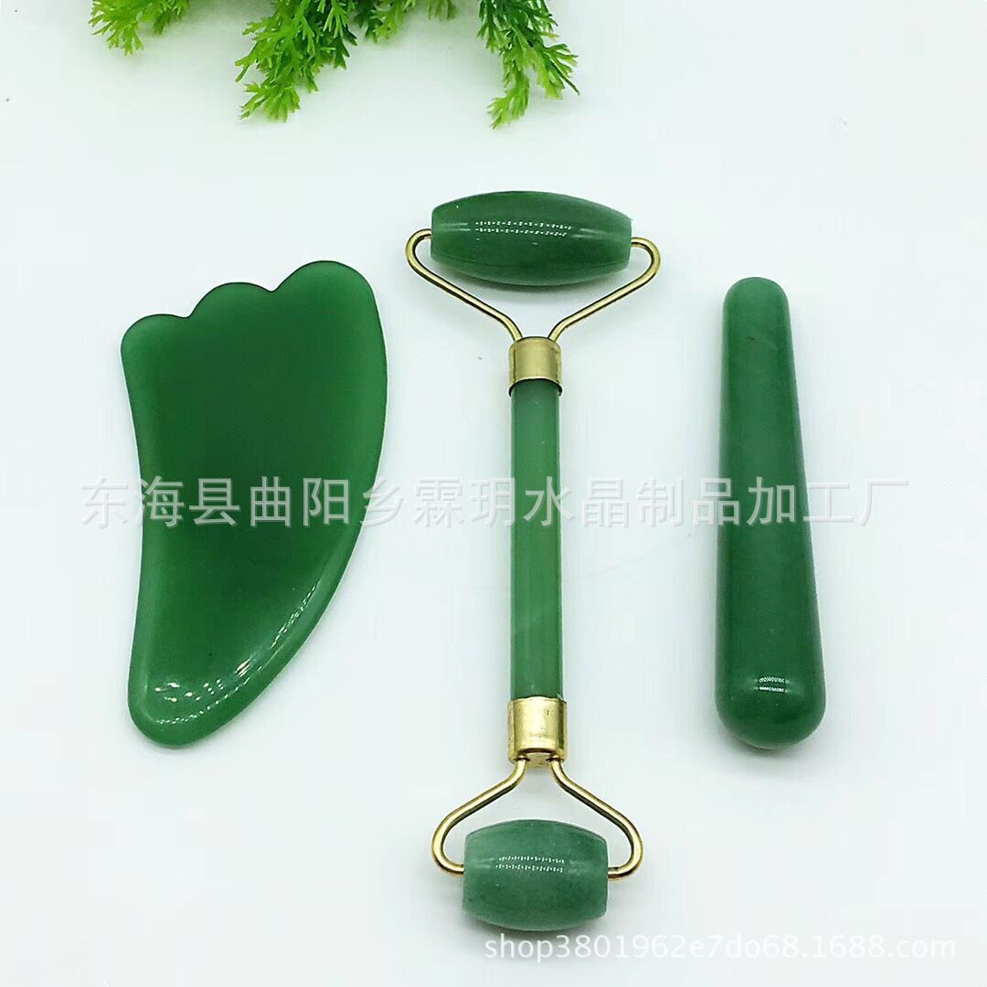 天然东陵玉按摩器、拨筋棒、刮痧板 一套起批 货源充足