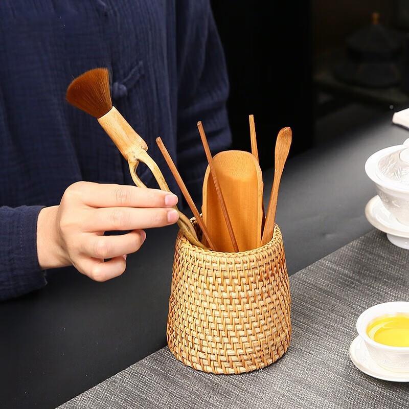 编茶艺茶道六君滤子套装组茶合竹茶藤具配件实木WJP茶夹茶勺茶茶