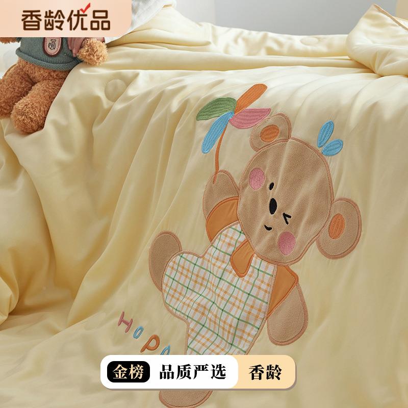 A类100支天丝棉贴布绣豆儿童夏被大进凉口感冰丝卡通ZJF28544幼儿