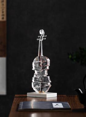 匠十三中式透明水墨小提琴YB-RZ-19创意艺档术工艺品高软家品居新
