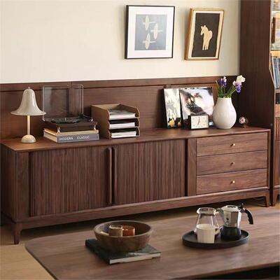 北中美黑胡桃古木实木古法式电视柜樱桃客厅小户木型OBS美式复电