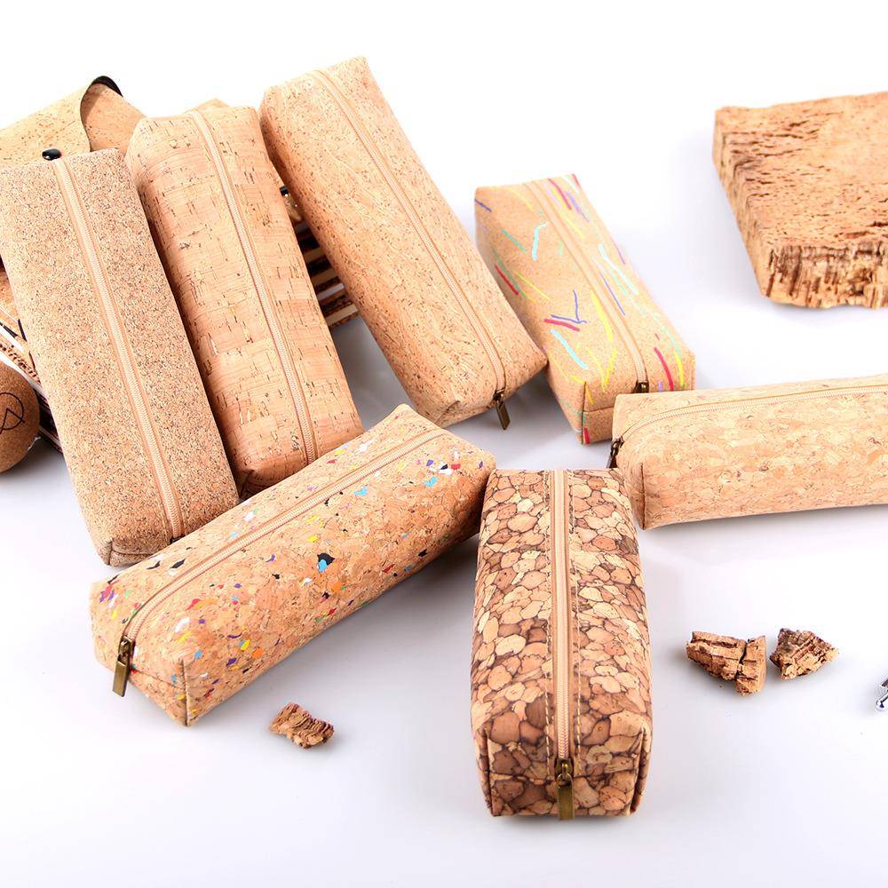 袋厂家无品牌/新创意软木笔葡萄牙进口木笔软素袋简约百搭朴笔袋