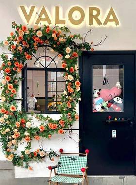 玫瑰瑰美网红瀑布打卡花墙仿真假花花商场店陈布PRZ置莫奈玫花